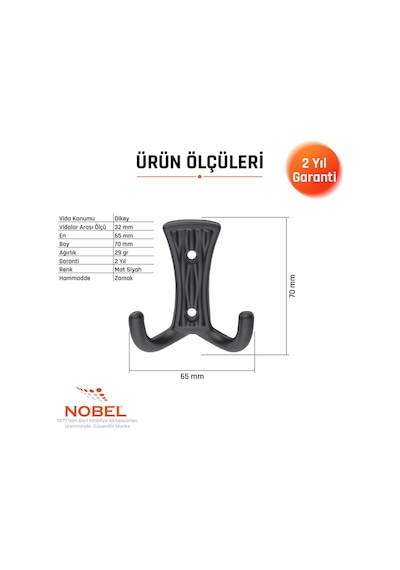 Emet Askı, Metal Vestiyer Askısı, 29 Gr, Dolap Ve Duvar Askılığı, Matsi Yah Vidalı