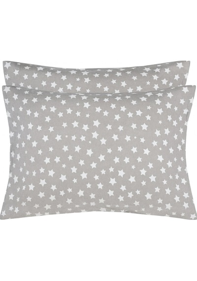 Lionas Desenli Pamuklu Yıldız Desen Yastık Kılıfı 2 Adet 50 X 70cm Gri