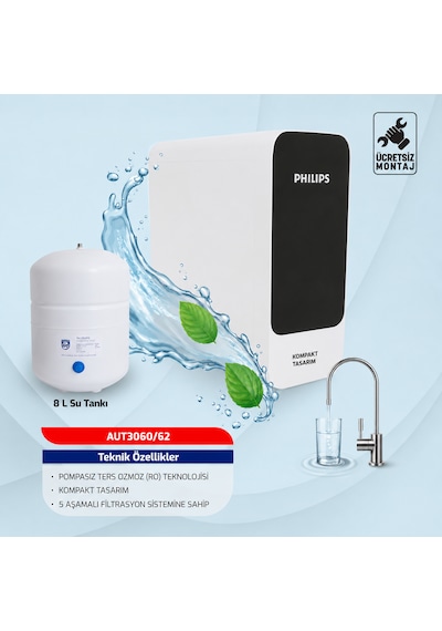 Philips Pompasız Su Arıtma Cihazı Aut3060/62