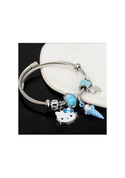 Lunarie Mavi Hello Kitty Ve Dondurmalı Dolu Charm Kelepçe Çok renkli