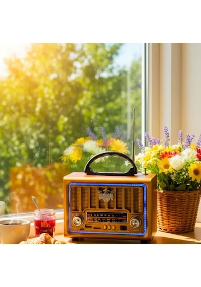Nostaljik Ahşap Tasarımlı Bluetooth Hoparlör Fm/am Radyo Destekli Şarjlı Ve Taşınabilir Retro Radyo Model-2