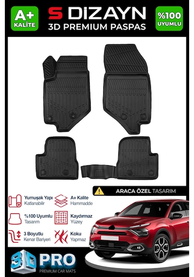 S-dizayn Citroen C4x 3d Pro Havuzlu Paspas 2022 Üzeri A+ Kalite
