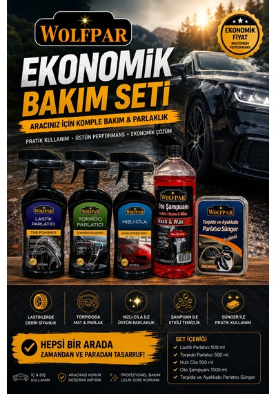 Ekonomik Bakım Seti Komple Araç Bakım Ve Parlatma Seti