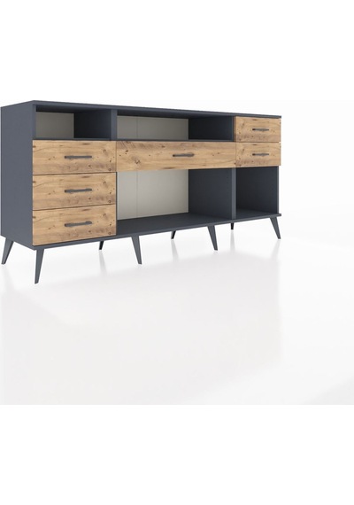Hyperion Konsol 2 Raflı 6 Çekmeceli 176x44x83 Antrasit-antrasit/çam Antrasit/çam Hyperion Konsol 2 Raflı 6 Çekmeceli 176x44x83 Antrasit-antrasit/çam Antrasit/çam