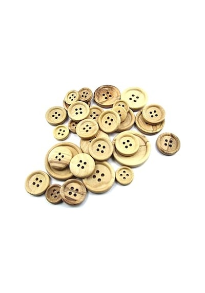 Tahta Dikme, 4 Delik Simit Model, Doğal Ahşap, Zeytin Ağacı,100 Adet 20mm-32l Diğer