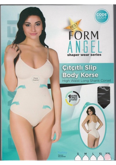 Form Angel Siyah 5004 Çıtçıtlı Slip Body Korse Siyah