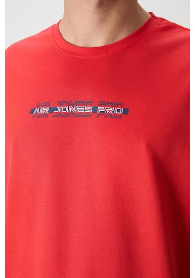 Air Jones Tommy Life Fiesta Pamuklu Kalın Yüzeyi Dokulu Oversize Fit Baskılı Erkek T-shirt - 88365 Kirmizi