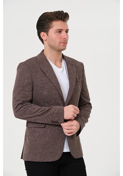 Bonesti Erkek Slim Fit Blazer Ceket Kahverengi Kırçıllı