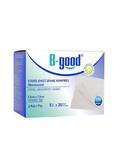 B-Good Steril Emici Spanç Kompres 7.5cmX7.5cm 100lü