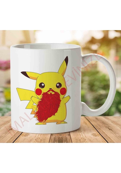 1-804 Beardemon Pikachu Pokemon Beardjpeg İki Tarafı Baskılı Kupa Bardak.jpg