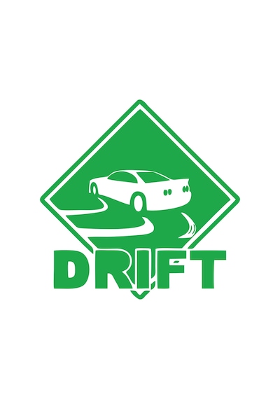 Drift Araba Sticker 17x17 Cm Yeşil