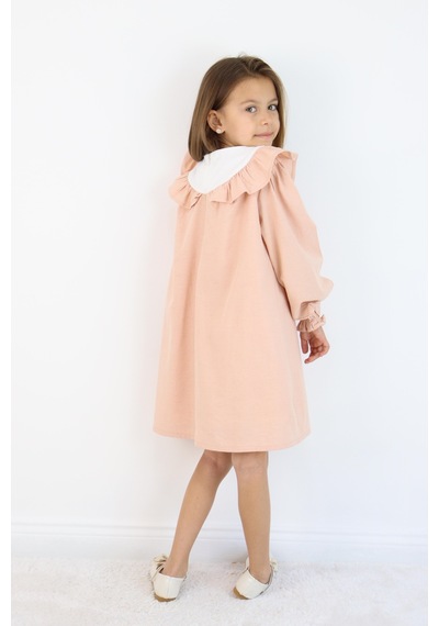 Miababy Nakış Detaylı Keten Elbise 1-8 Yaş SOMON