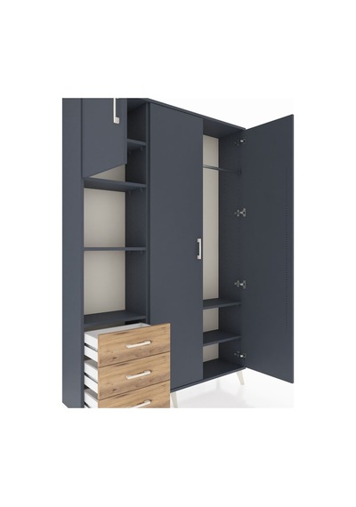 Arges Dolap 6 Raflı 3 Çekmeceli Tek Askılı 132x30x195 Antrasit-antrasit/çam Antrasıt/atlas Çam Arges Dolap 6 Raflı 3 Çekmeceli Tek Askılı 132x30x195 Antrasit-antrasit/çam Antrasıt/atlas Çam