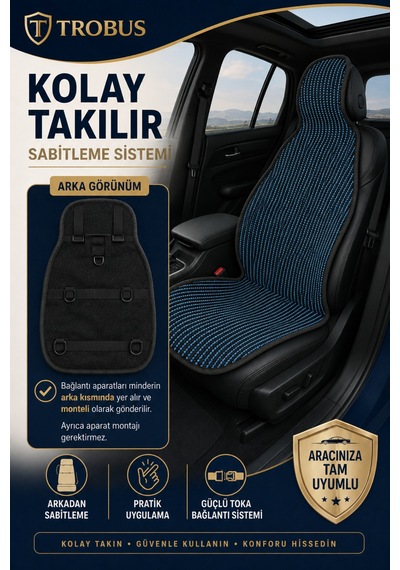 Toyota Rav4 2019 Ve Sonrası Üniversal Örme Ön 2 Parça Minder Terletmez Kaymaz Taban Siyah Mavi