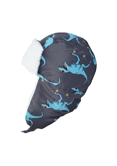 Su Geçirmez Erkek Çocuk Bere Eldiven Set 2-4 Yaş Kayak Snowboard Bere Eldiven Gri Mavi Dino