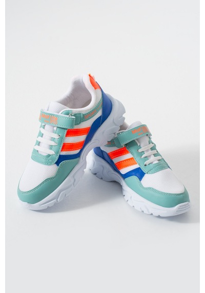 Adımist Çocuk Ortopedik Cırtlı Hafif Unisex Sneaker Spor Ayakkabı Maf Cırtlı Yeşil - Mavi