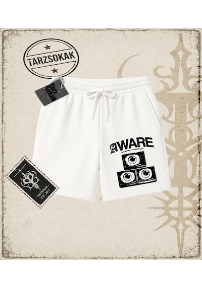 Tarzsokak Gotik & Grunge Streetwear Aware Unisex Şort Beyaz