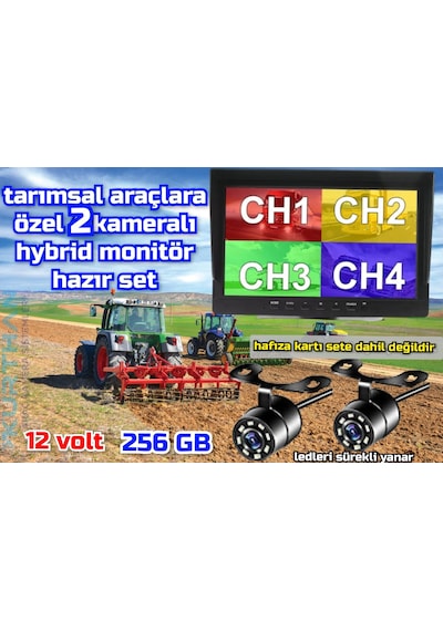 7'' Hybrid Dvr Monitör + 2 Adet Beyaz Ledli Kelebek Kamera 256 Gb