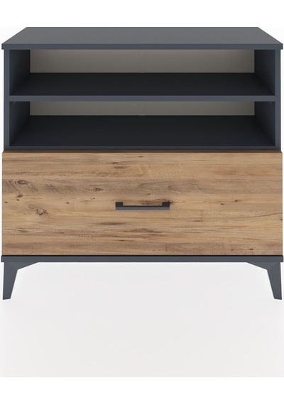 Arges Şifonyer 2 Raflı Tek Çekmeceli 88x30x80 Antrasit-çam Antrasit