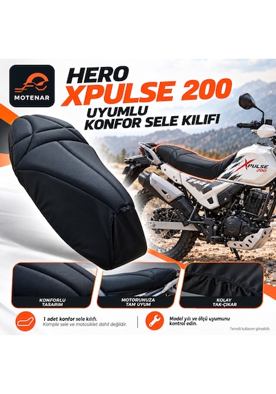 Motenar Hero Xpulse 200 Uyumlu Visco Konfor Sele Kılıfı Siyah
