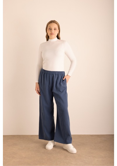Aker Lacivert Beli Lastikli Cotton Pantolon Lacivert Lacivert