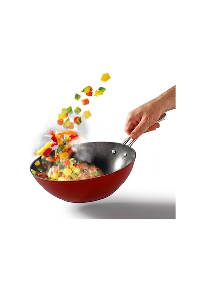 Bonera Pro - Plus Kırmızı & Titanyum 24 Cm Wok Tava