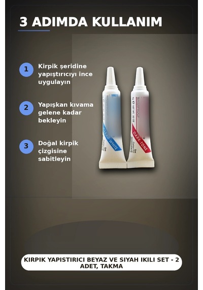 Kirpik Yapistirici Beyaz Ve Siyah Ikili Set - 2 Adet, Takma Kirpik Yapistiricisi Bx-313427