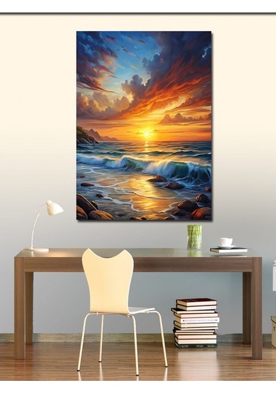 Kanvas Tablo Güneş Ve Deniz Manzarası 50cmx70cm