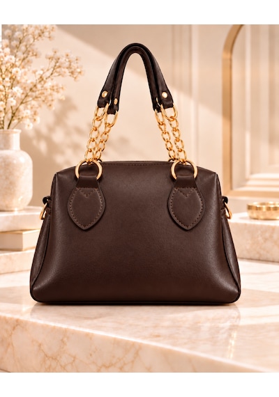 Savanna Bag Acı Kahverengi Zincir Ve Fular Detaylı Kadın Çanta Kahve