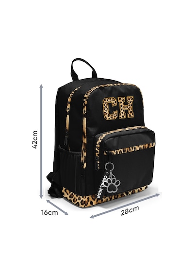 Coral High Dört Gözlü İlk Ve Ortaokul Çantası - Kız Çocuk Siyah Kahverengi Leopar Ch Desenli 33228 Çok Renkli