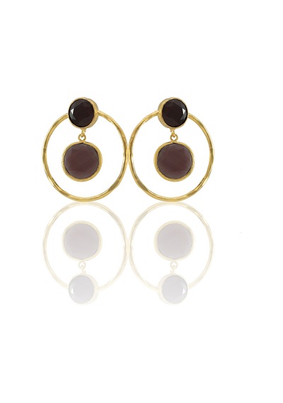 Kadir Jewellery 22 Ayar Altın Kaplama Kadın Halka Küpe -el İşçiliği Ve Hipoalerjenik Küpe Kehribar