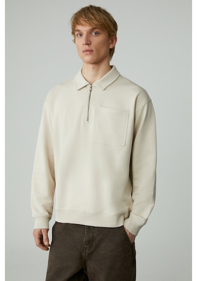 Grımelange Shıftd Erkek Bisiklet Yaka Uzun Kollu Fermuarlı Bej Sweatshirt Bej