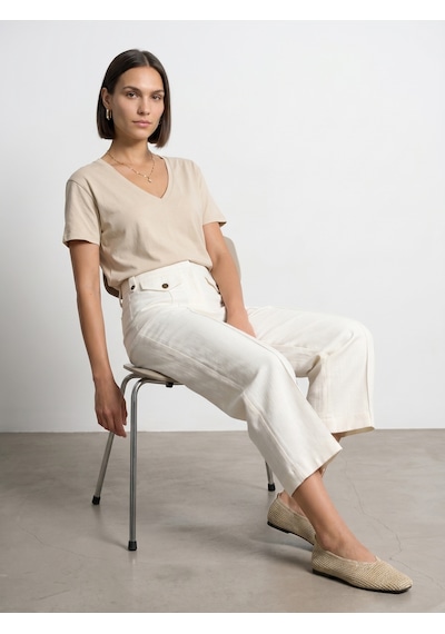 Dilvin 32847 Lyocell Karışımlı V Yaka T-shirt-taş
