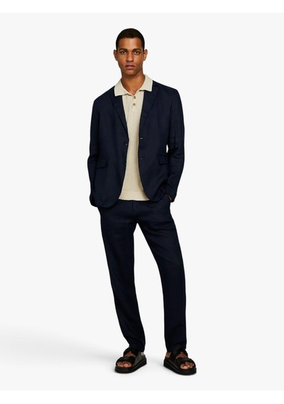 Sisley %100 Keten Astarsız Rahat Kalıp Ceket Erkek Lacivert Ceket - 325p2aghsw01q