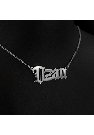 Kişiye Özel Gotik Isim Yazılan Gümüş Renk Erkek Gümüş Kolye Zinci