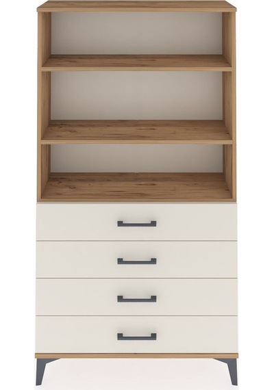 Arges Dolap 3 Raflı 4 Çekmeceli 88x30x163 Çam-aytaşı Atlas Çam