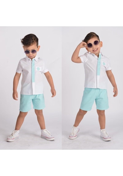 MODAVALS MİNT YEŞİLİ KARDEŞ KOMBİN ERKEK ÇOCUK ŞORTLU TAKIM Mint Yeşili