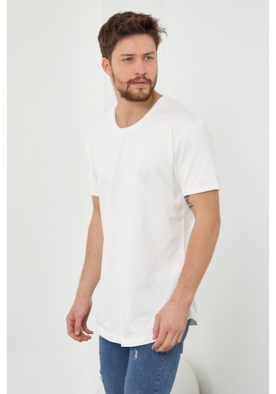 Tarz Cool Pis Yaka T-shirt Kırık Beyaz