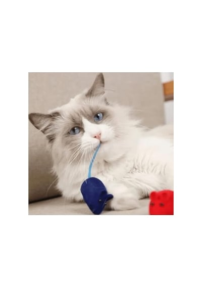 Kedi Oyuncağı Sesli Fare Basınca Ses Çıkaran Plastik & Kumaş Oyuncak Kediler İçin Avcılık Ve Zeka Oyunu Karışık Renk 4 Lü Set 2 Paket