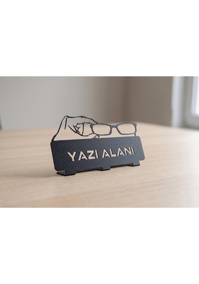Kişiye Özel Hediyelik Gözlükçü Gözlük Teknisyeni Optisyen Tasarımlı Metal Masaüstü İsimlik Siyah