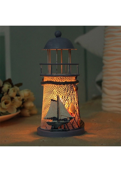 Dekor Deniz Feneri Mumluk 13Cm Siyah