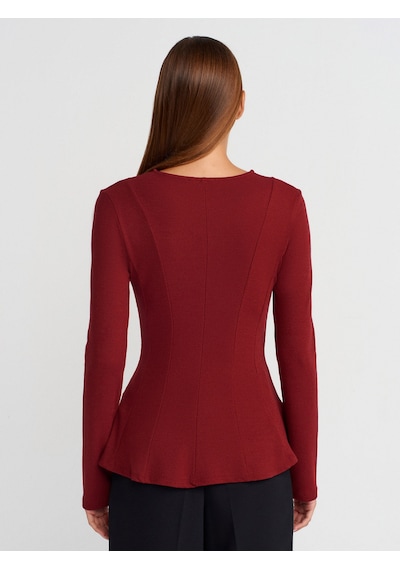 Dilvin 32090 Uzun Kollu Peplum Top-açık Bordo Açık Bordo Dilvin 32090 Uzun Kollu Peplum Top-açık Bordo Açık Bordo