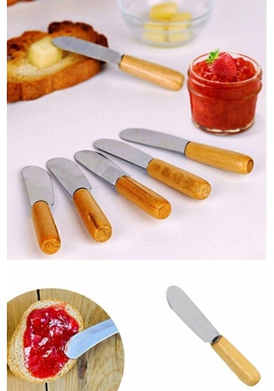 Bambu Saplı 6 Adet Lüx Tereyağı/recel Bıçağı Ahşap
