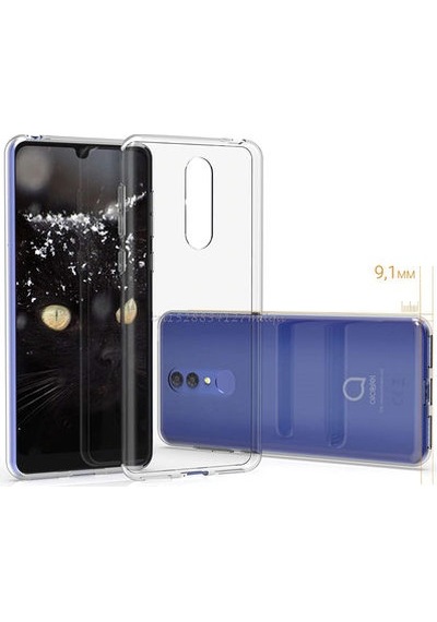 Alcatel 3 2019 Kılıf Şeffaf Onyx Tpu Süper Silikon Kapak Renksiz/şeffaf