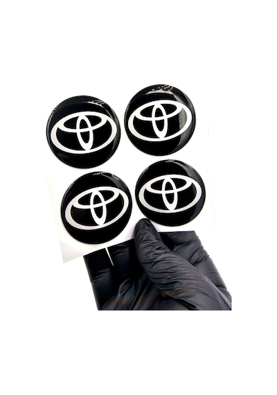 Yeni Nesil Tasarım Damla Sticker Siyah Toyota Jant Göbeği 5.5cm Uyumlu