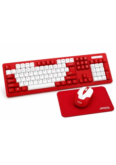 Kablosuz Klavye Mouse Seti 2.4ghz Usb Nano Alıcılı Q Klavye Sessiz Tuşlu Ergonomik + Mouse Pad li Kırmızı Beyaz Diğer