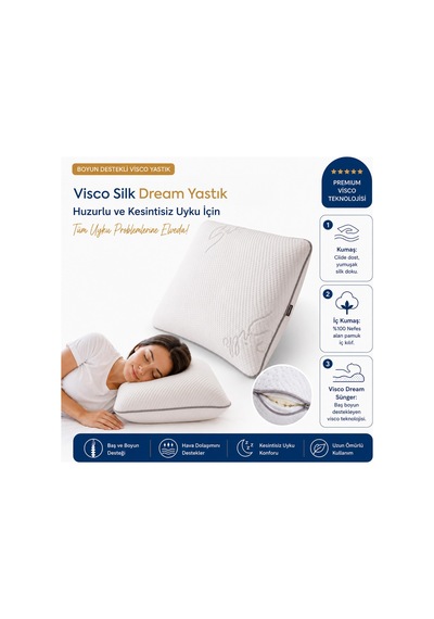 Homedius Silk Dream Boyun Destekli Ortopedik Visco Yastık 59x39 Cm Beyaz