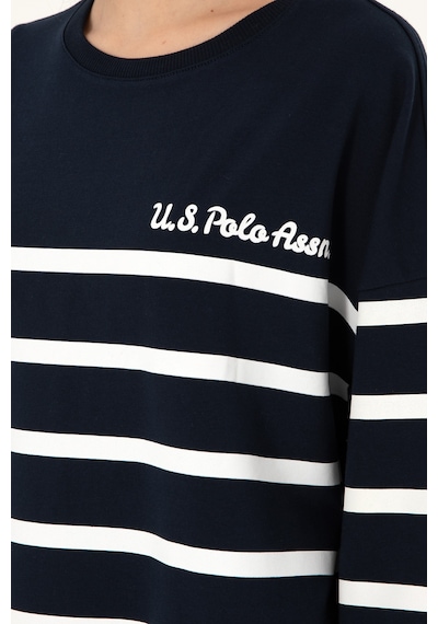 U.S. Polo Assn. Kadın Lacivert Çizgili Bisiklet Yaka Sweatshirt 50297279-VR033 U.S. Polo Assn. Kadın Lacivert Çizgili Bisiklet Yaka Sweatshirt 50297279-VR033