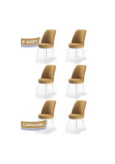Canisa Concept Dexa Serisi Cappucino Renk 6 Adet Sandalye, Renk Cappucino, Ayaklar Beyaz Cappuccino