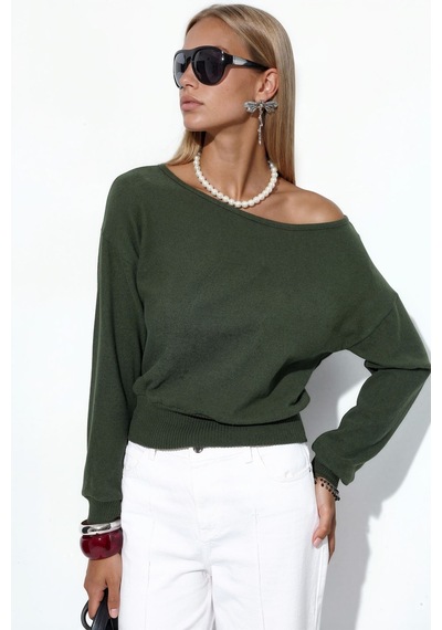 Hiccup Busem Kadın Kısa Bisiklet Yaka Sweatshirt Yeşil